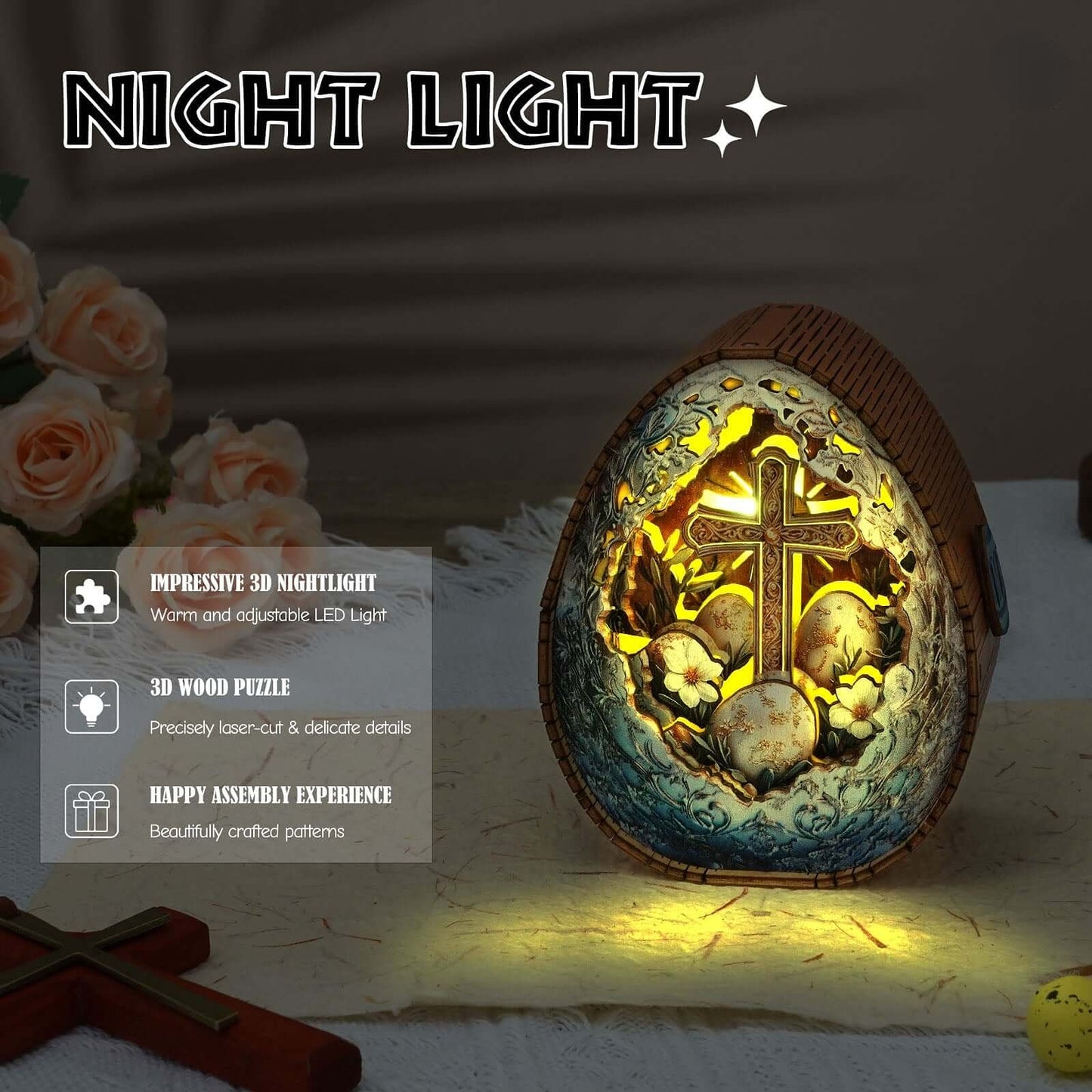 Holy Easter Eggs - 3D Wooden Puzzle Night Light