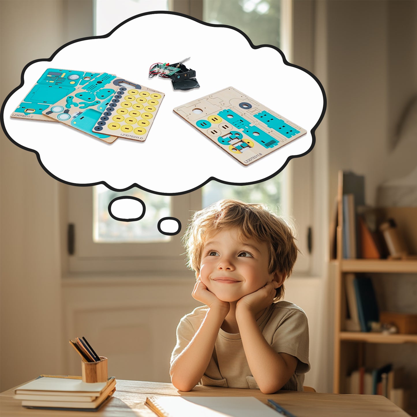 Cute Robot 3D DIY Walkie Talkie, STEM Wooden Puzzle Kit (1 pair)