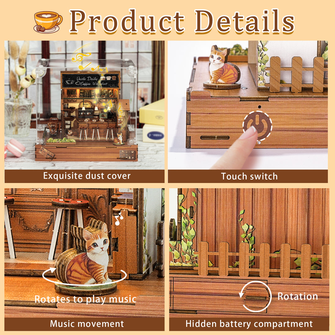 Coffee Workshop – DIY Miniature House, 3D Wooden Puzzle