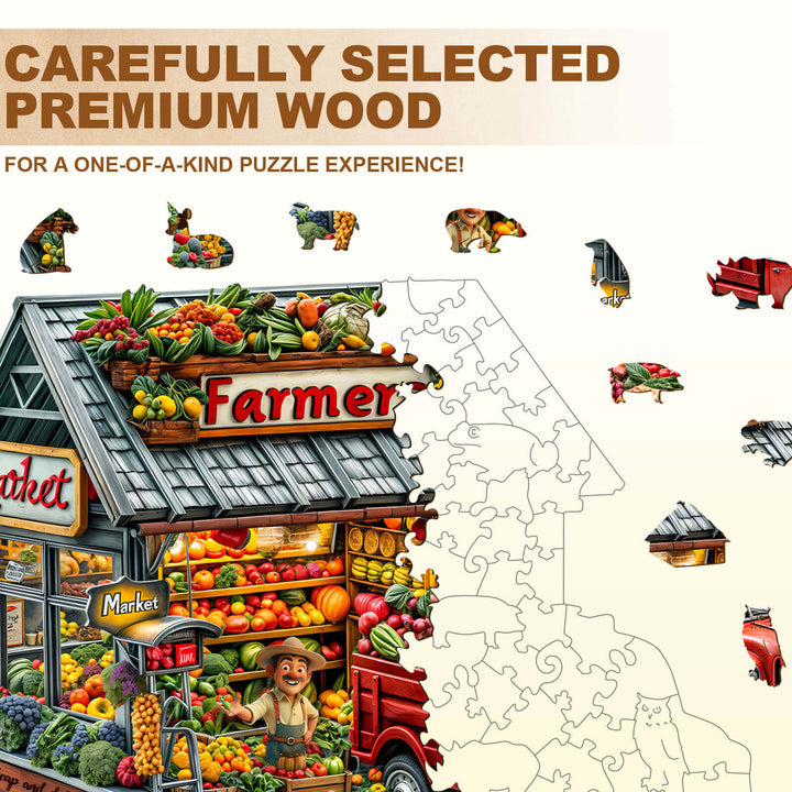 Farmers Market Wooden Jigsaw Puzzle