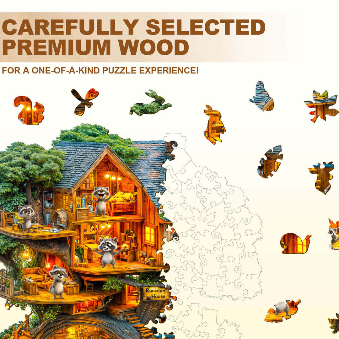 Raccoon House Wooden Jigsaw Puzzle