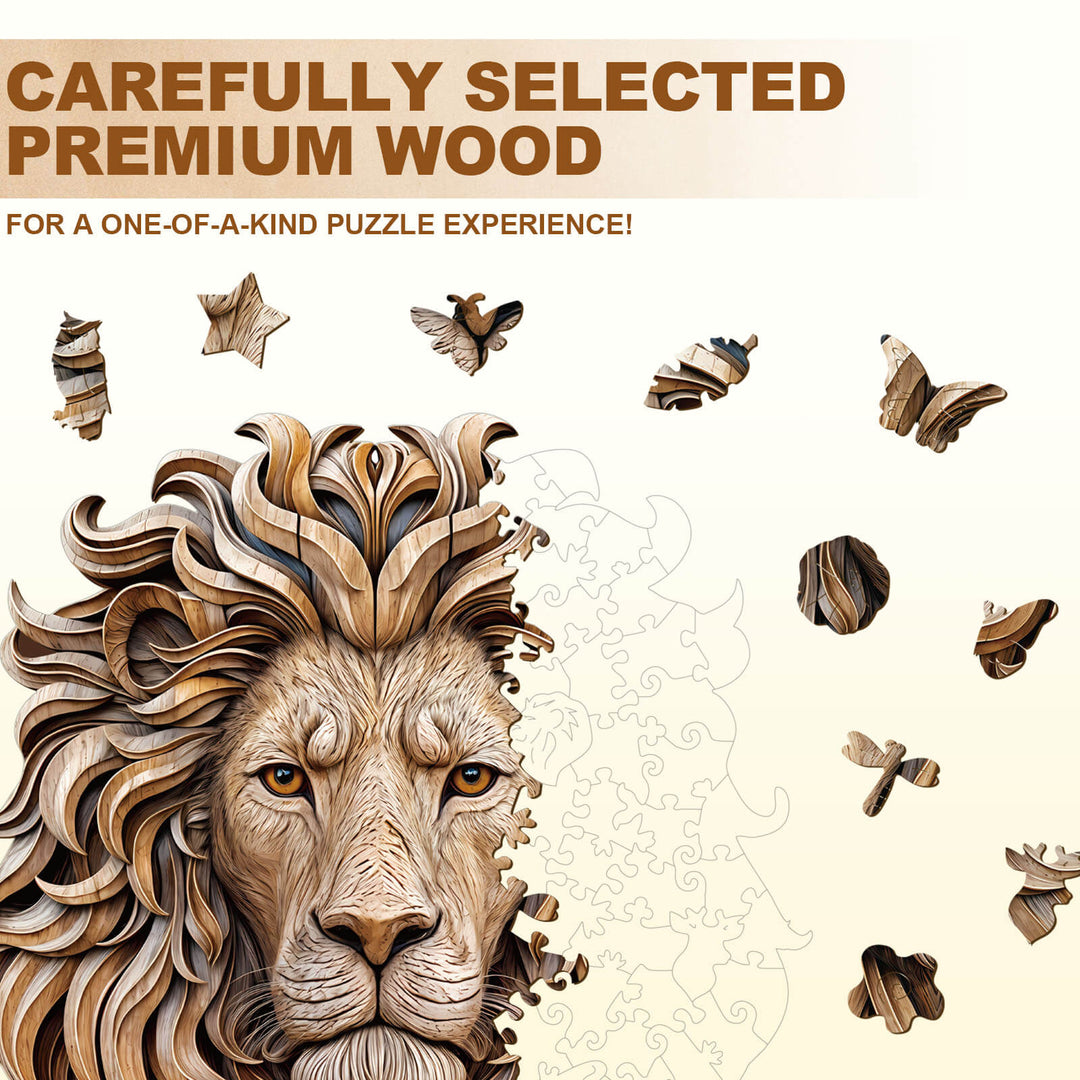 Woodcarved lion Wooden Jigsaw Puzzle