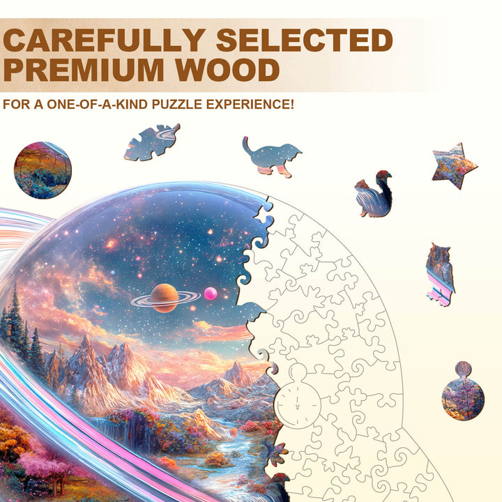 Transparent Saturn Wooden Jigsaw Puzzle