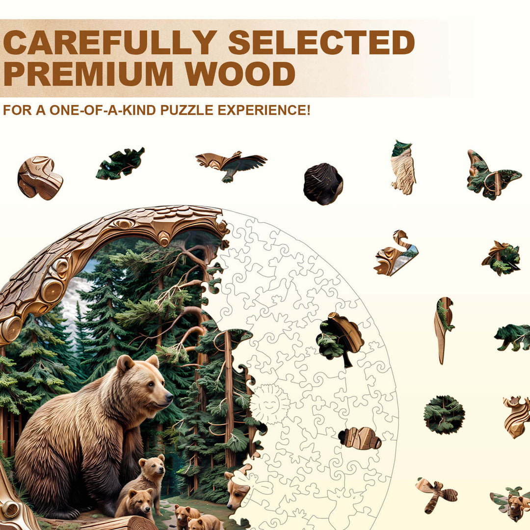 Forest Bear Family Wooden Jigsaw Puzzle