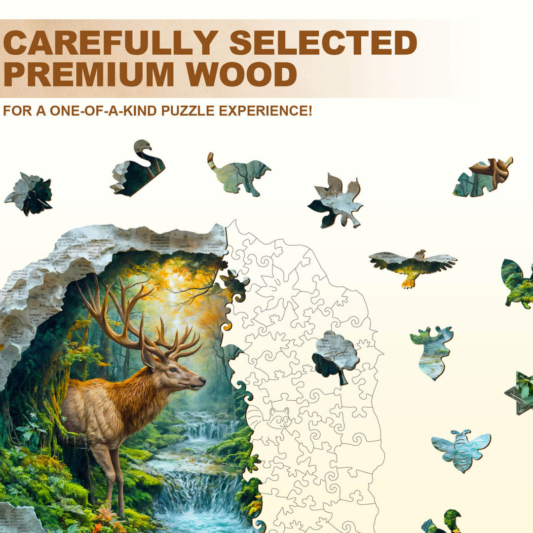 Deer and forest Wooden Jigsaw Puzzle