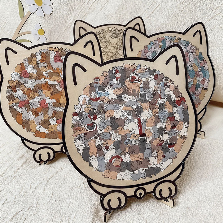 Colorful Cat/Dog Shaped Wooden Jigsaw Puzzle