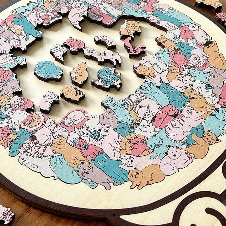 Colorful Cat/Dog Shaped Wooden Jigsaw Puzzle