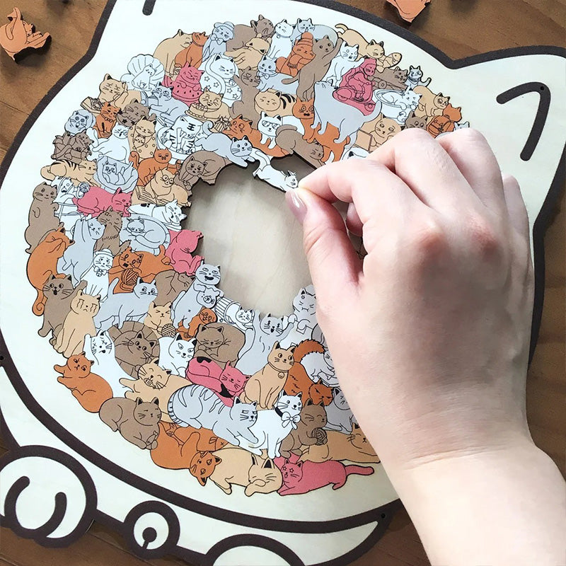 Colorful Cat/Dog Shaped Wooden Jigsaw Puzzle
