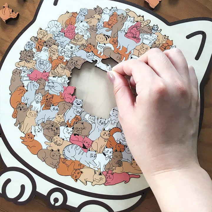 Colorful Cat/Dog Shaped Wooden Jigsaw Puzzle