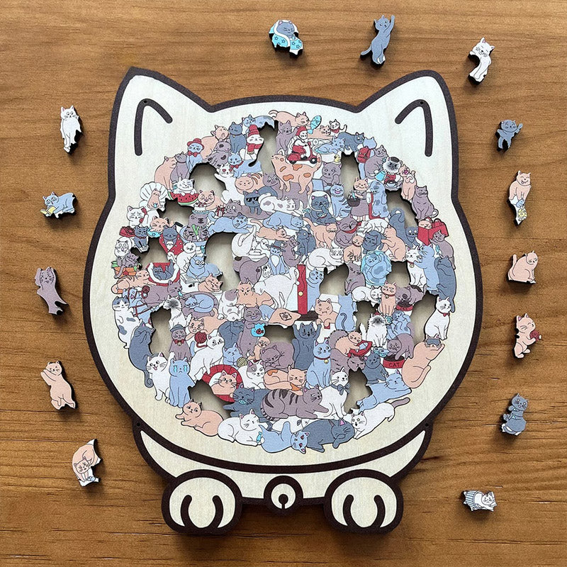 Colorful Cat/Dog Shaped Wooden Jigsaw Puzzle