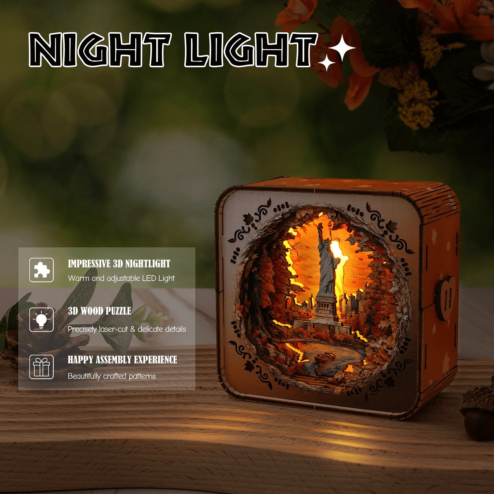 Statue of Liberty - 3D Wooden Puzzle Night Light