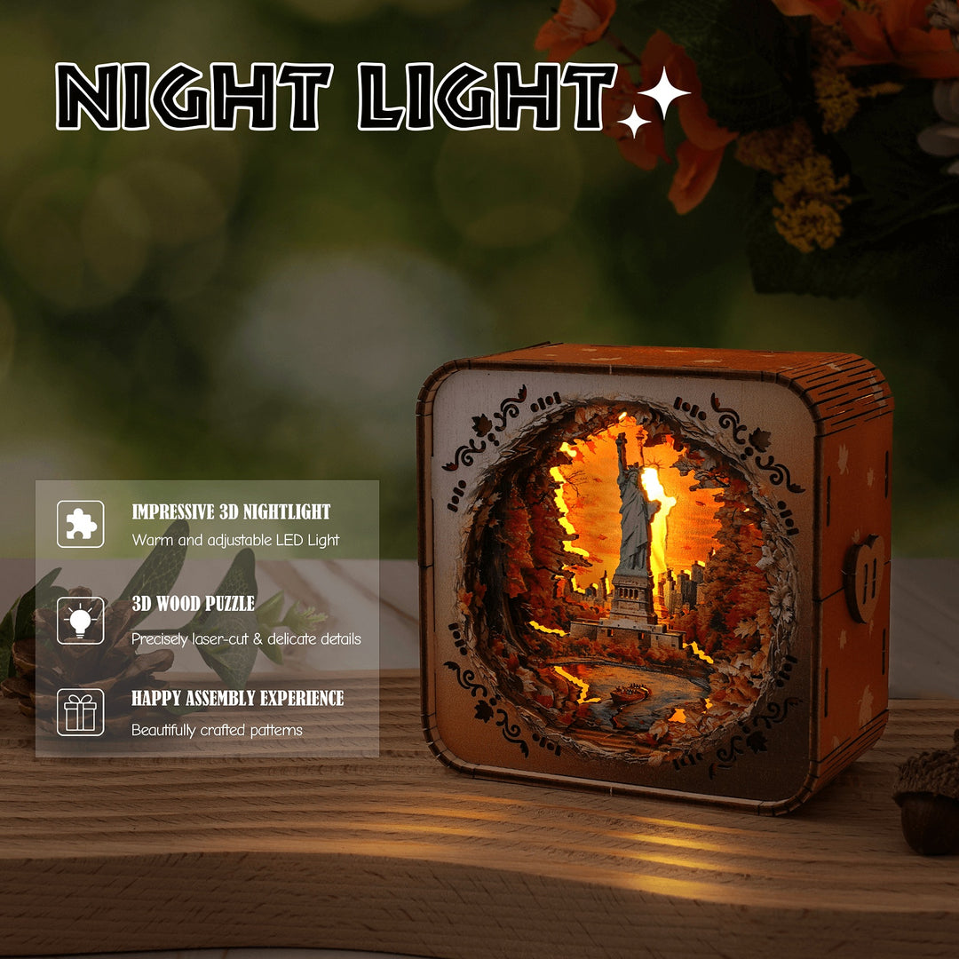 Statue of Liberty - 3D Wooden Puzzle Night Light Kit