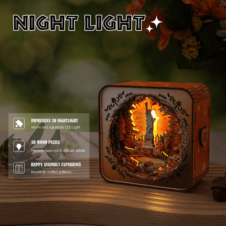 Statue of Liberty - 3D Wooden Puzzle Night Light Kit