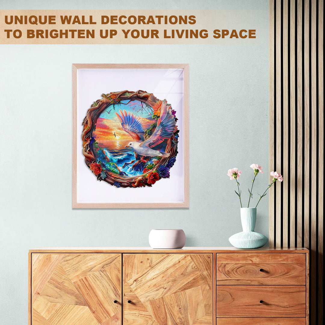 Sunset Seagull Wooden Jigsaw Puzzle