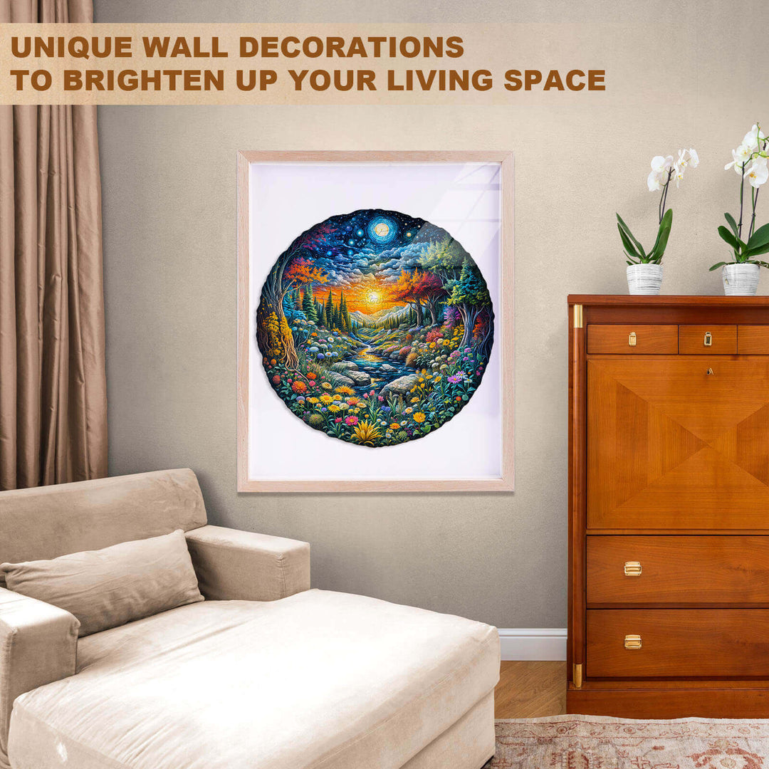 Sun and Moon Forest Wooden Jigsaw Puzzle