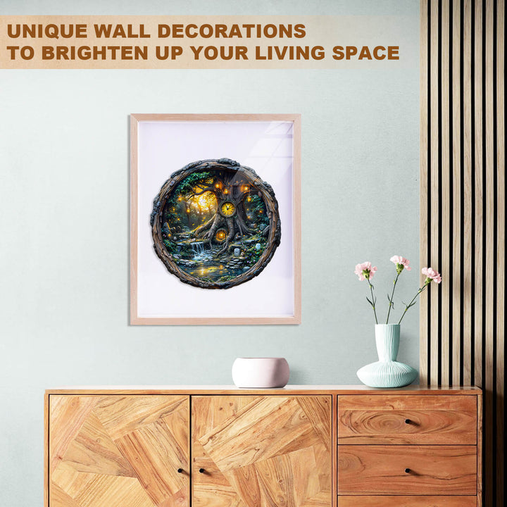 Decorative wall art featuring a vibrant circular design, adding charm to a modern living space.