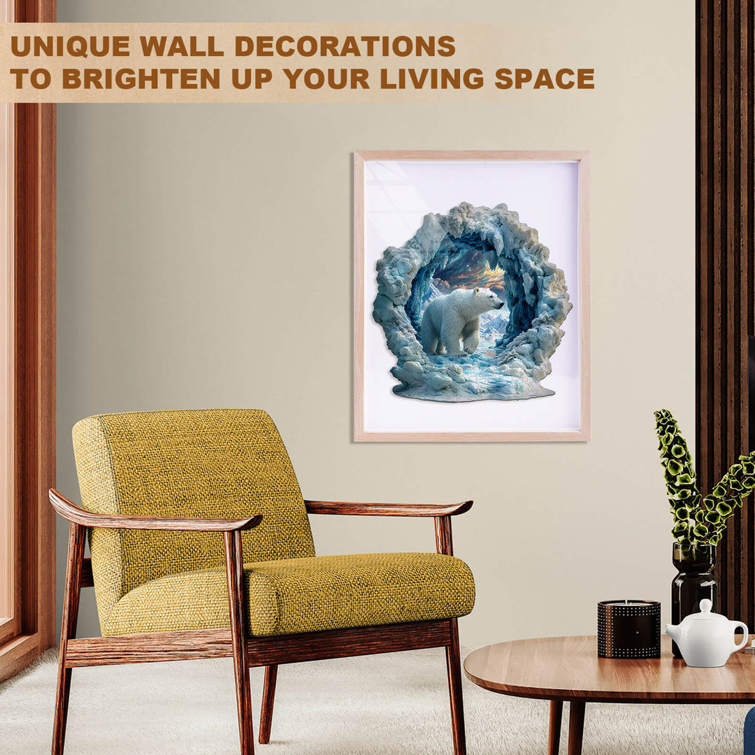 3D Arctic Glory puzzle wall art featuring a polar bear, designed to enhance living spaces with a unique touch.