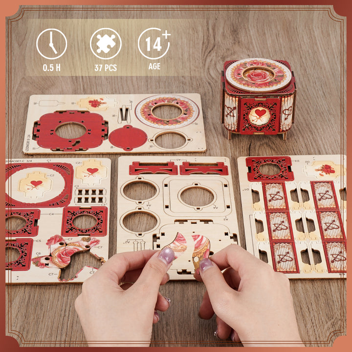 Love Ring Box Mechanical DIY Kit, 3D Wooden Music Box
