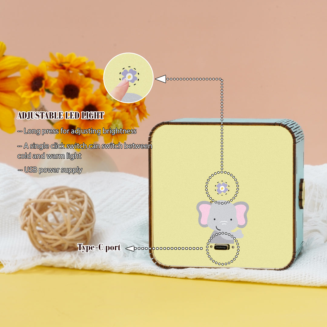Sleeping Baby Elephant - Personalized 3D Wooden Puzzle Night Light Kit For Kids