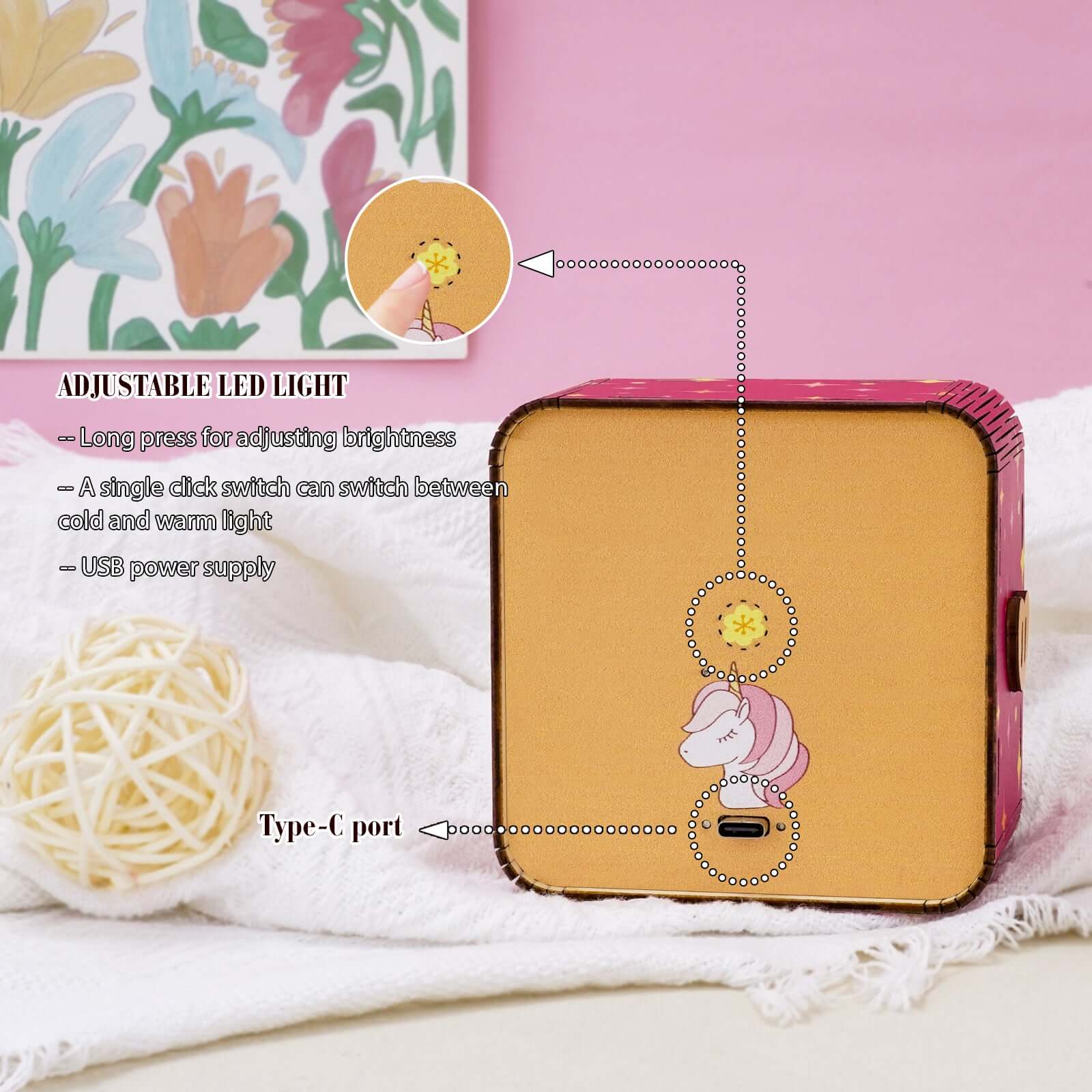 Sleeping Unicorn - Personalized 3D Wooden Puzzle Night Light Kit For Kids