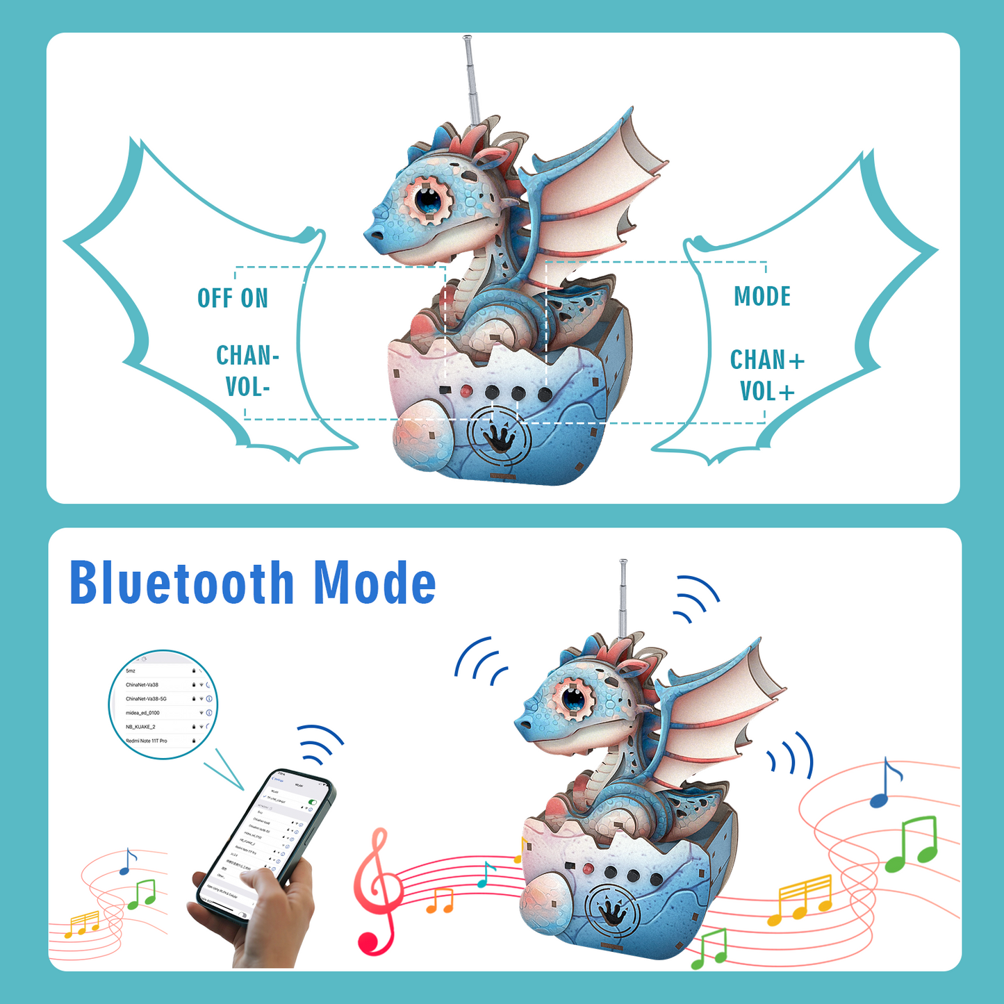 Dragon Egg 3D Bluetooth Radio Speaker, STEM Wooden Puzzle Kit