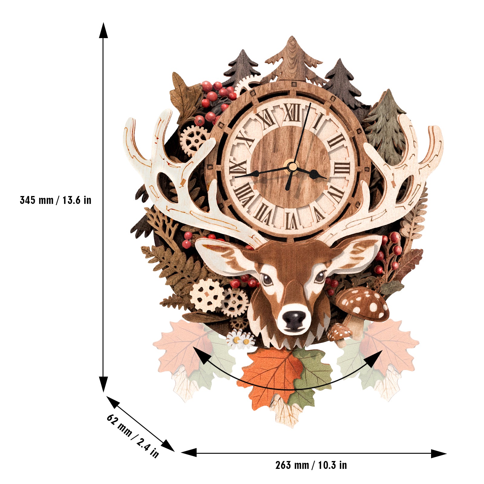 Reindeer 3D Wooden Puzzle Clock, DIY Craft Kit