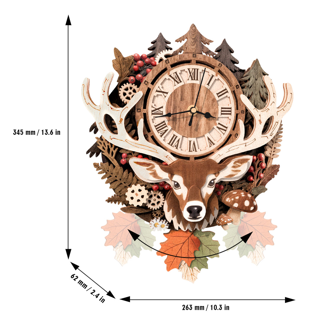 Reindeer 3D Wooden Puzzle Clock, DIY Craft Kit