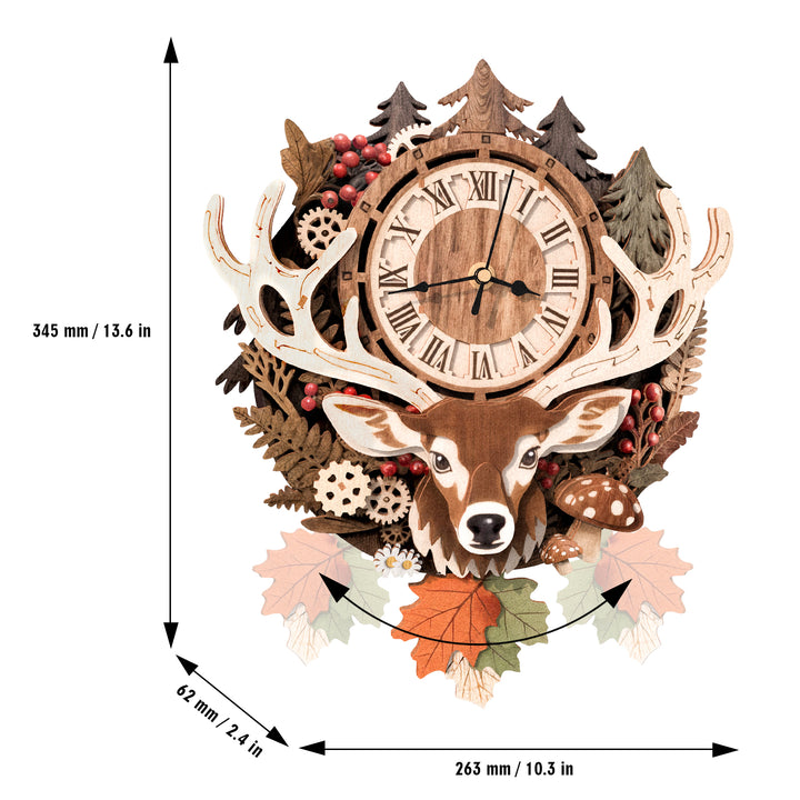 Reindeer 3D Wooden Puzzle Clock, DIY Craft Kit