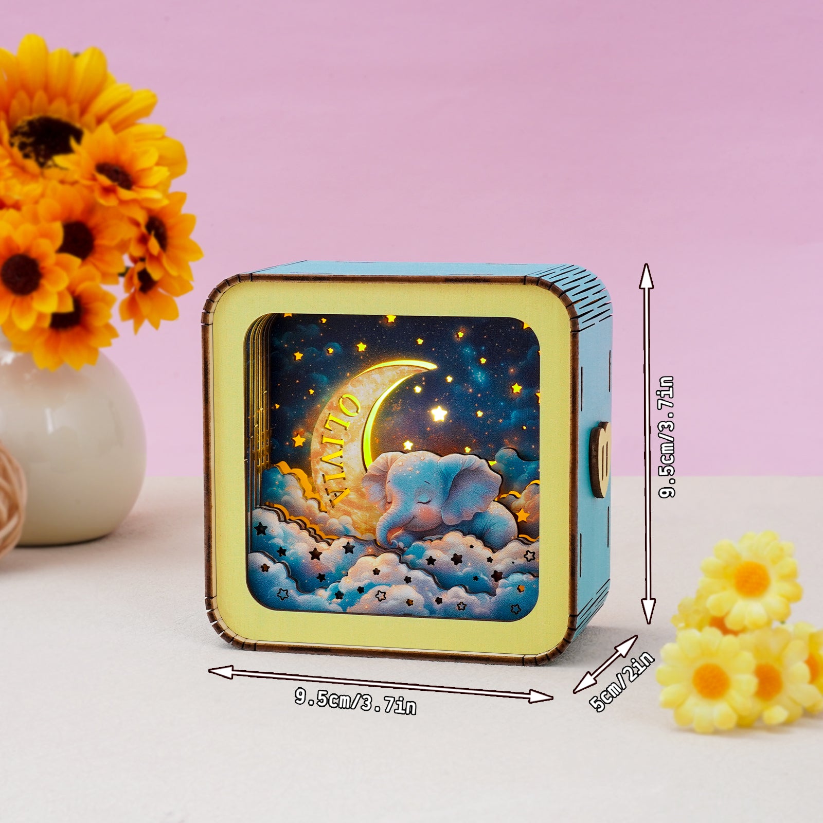 Sleeping On The Moon - Personalized 3D Wooden Puzzle Night Light Kit For Kids