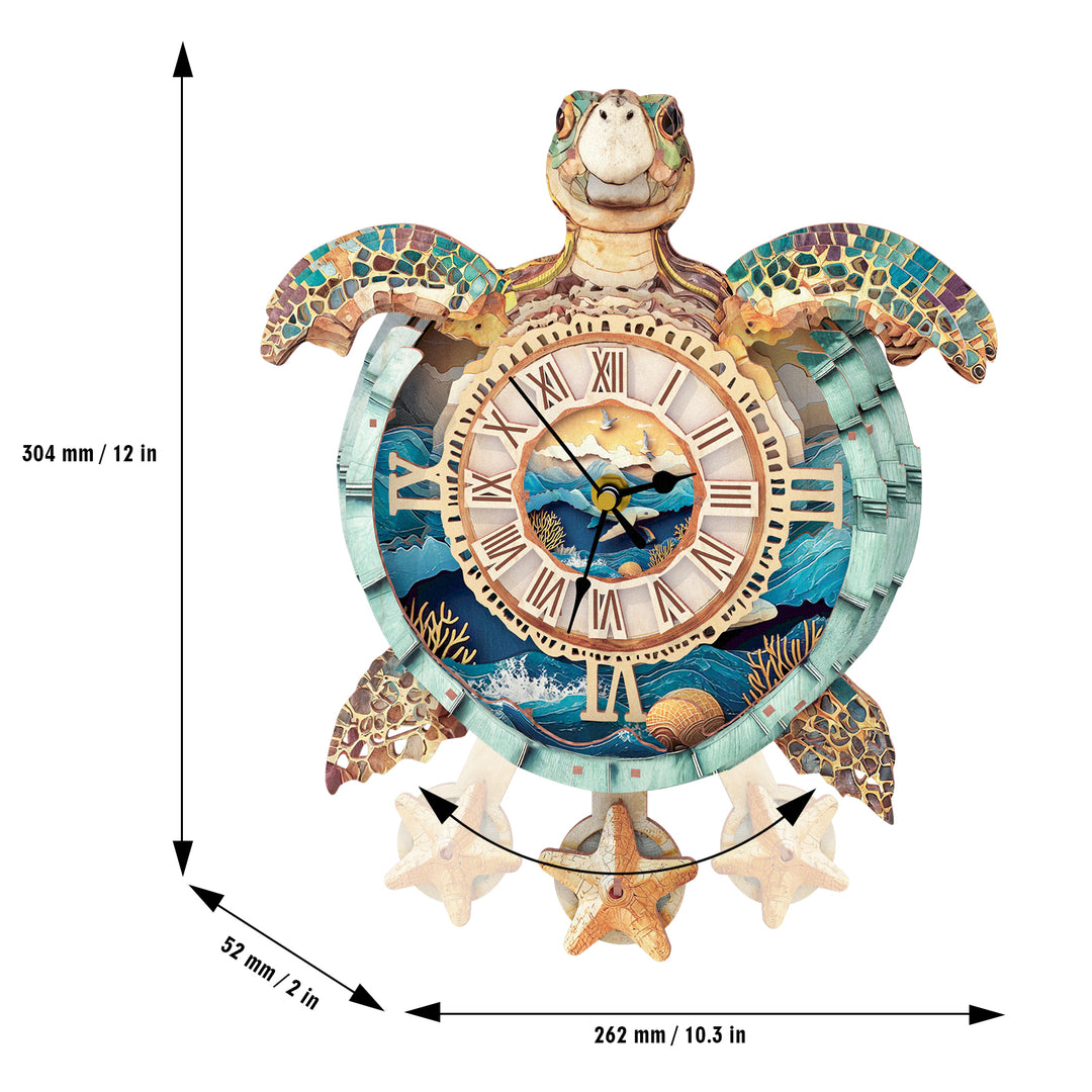 Sea Turtle DIY Wooden Clock, 3D Puzzle Craft Kit
