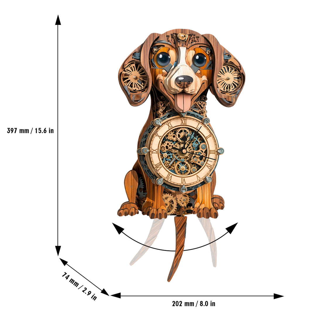 Dachshund 3D Wooden Puzzle Clock, Gift  for DIY Lovers, Home Decor