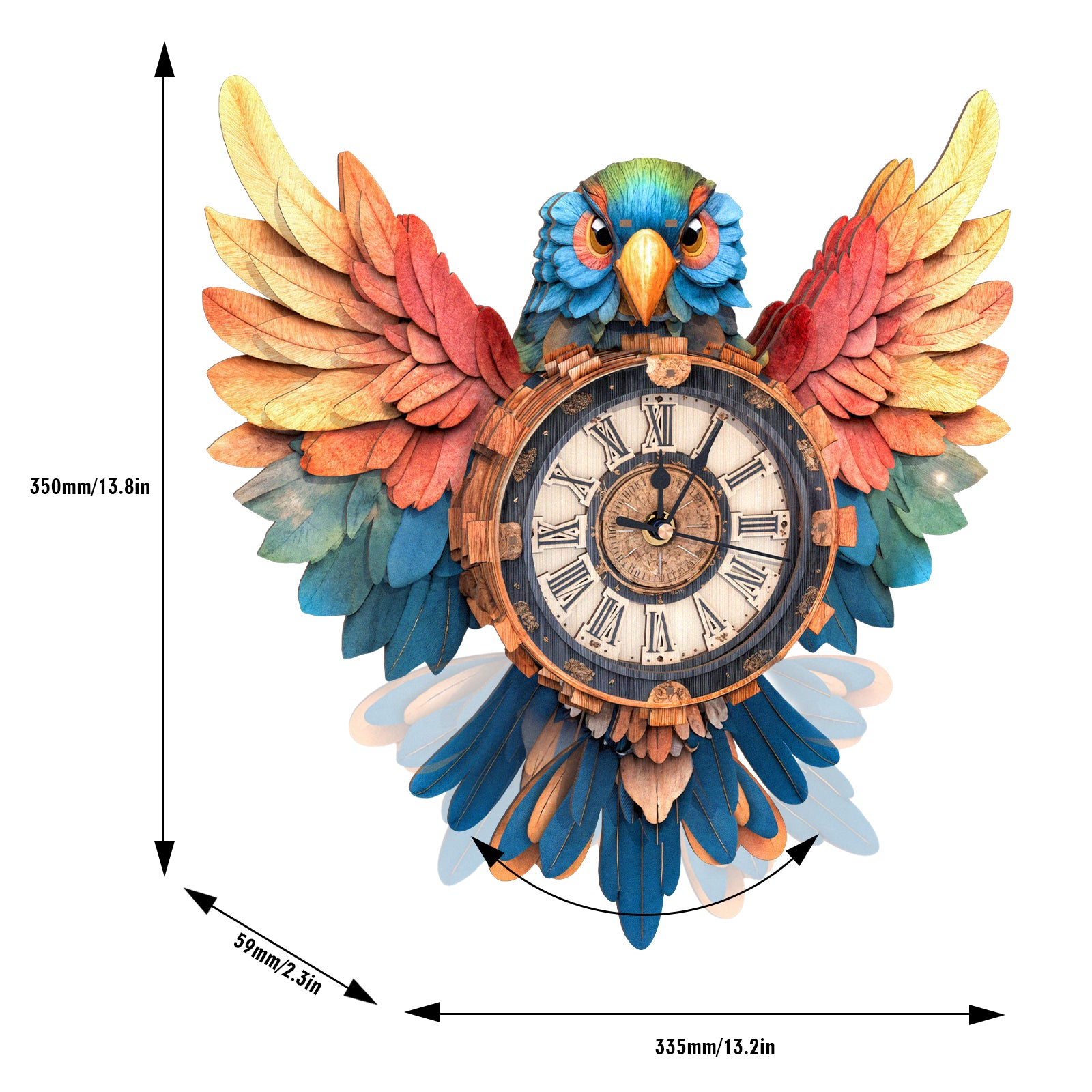 Colorful Parrot DIY Wooden Clock, 3D Puzzle Craft Kit
