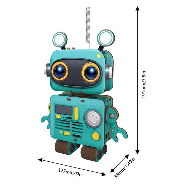 Cute Robot 3D DIY Walkie Talkie, STEM Wooden Puzzle Kit (1 pair)