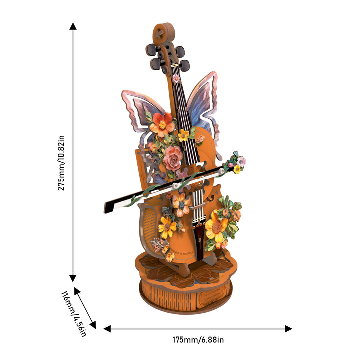 Cello Mechanical Music Box,3D Wooden Puzzle Kit