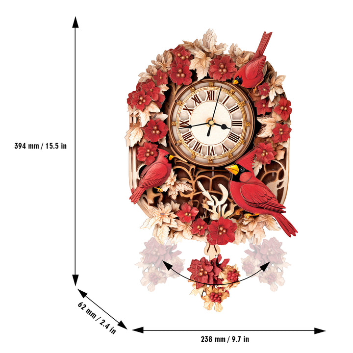Cardinal Bird DIY Wooden Clock, 3D Puzzle Craft Kit