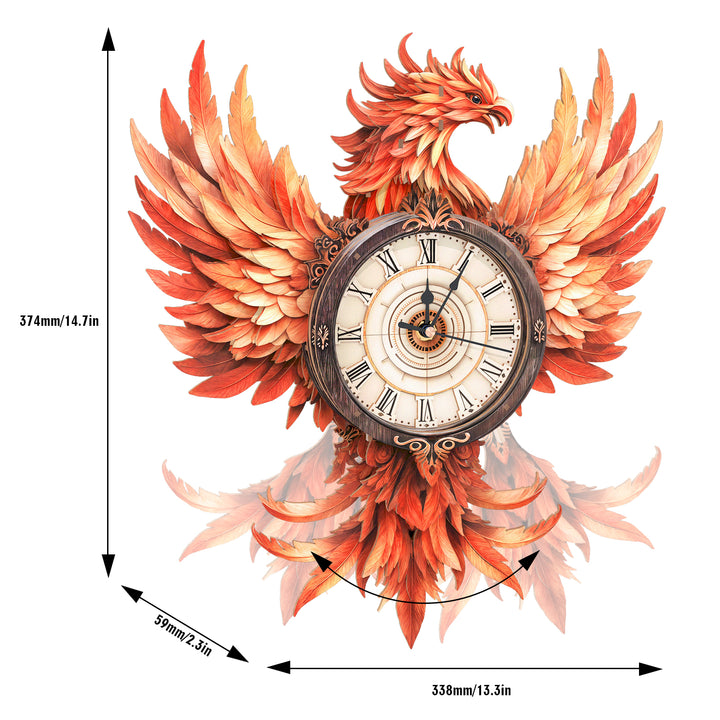 Fire Phoenix DIY Wooden Clock, 3D Puzzle Craft Kit