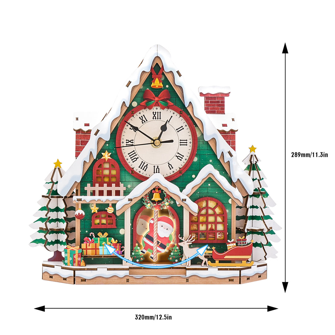 Christmas Wooden Puzzle Clock, DIY Craft Kit