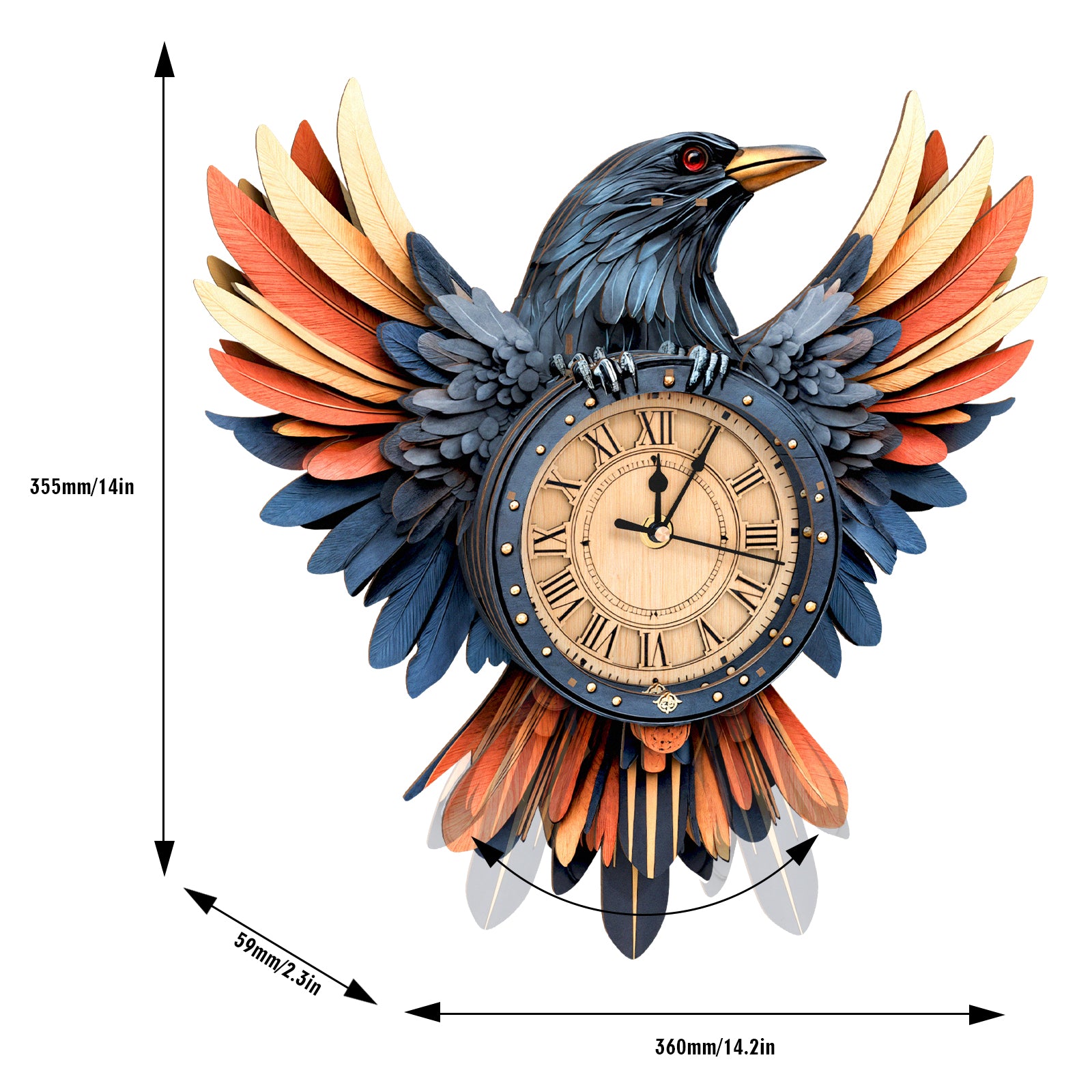 Raven DIY Wooden Clock, 3D Puzzle Craft Kit