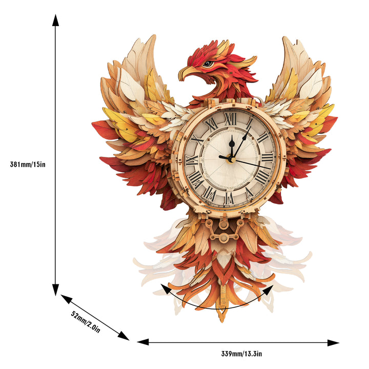 Elegant Phoenix DIY Wooden Clock, 3D Puzzle Craft Kit