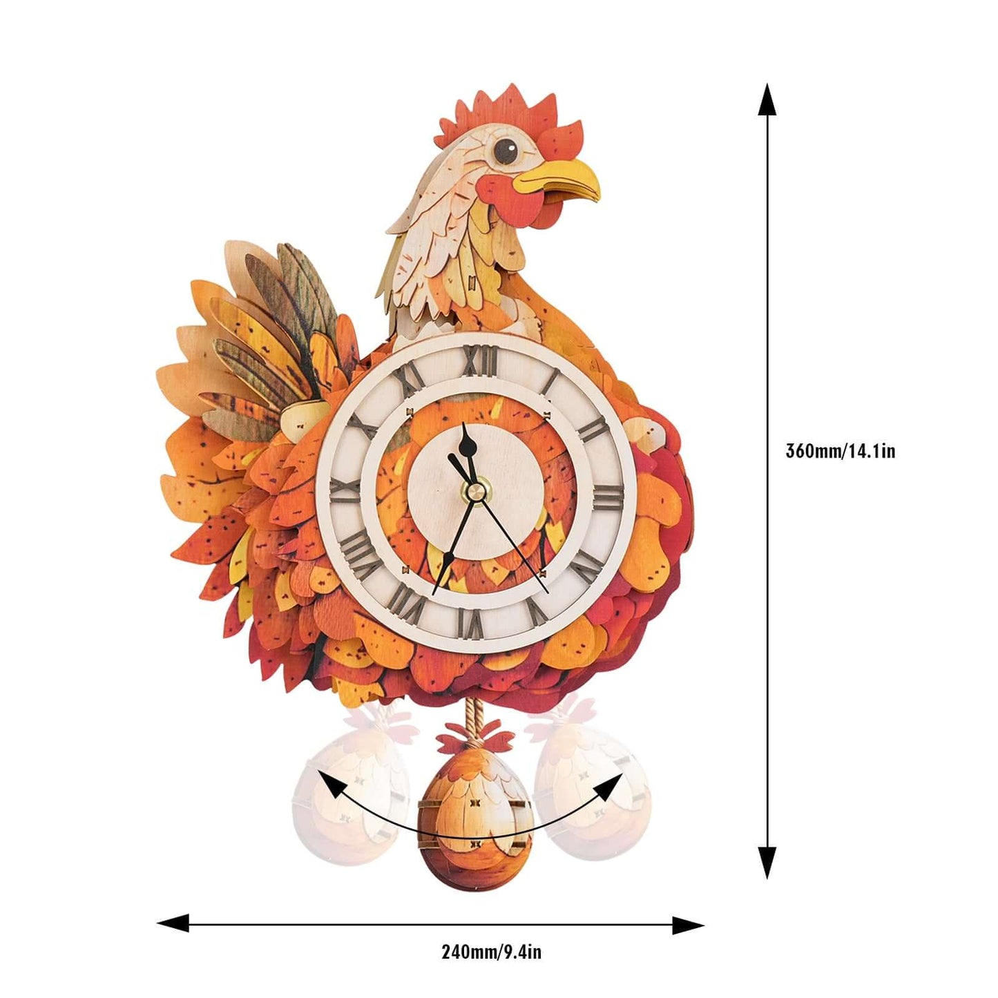 Cluck & Tick Hen 3D Wooden Puzzle Clock, Gift  for DIY Lovers, Home Decor