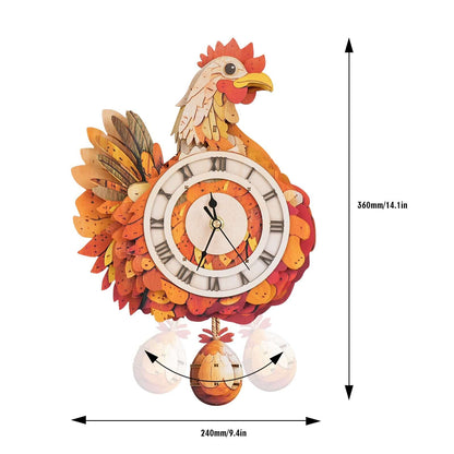 Cluck & Tick Hen 3D Wooden Puzzle Clock, Gift  for DIY Lovers, Home Decor