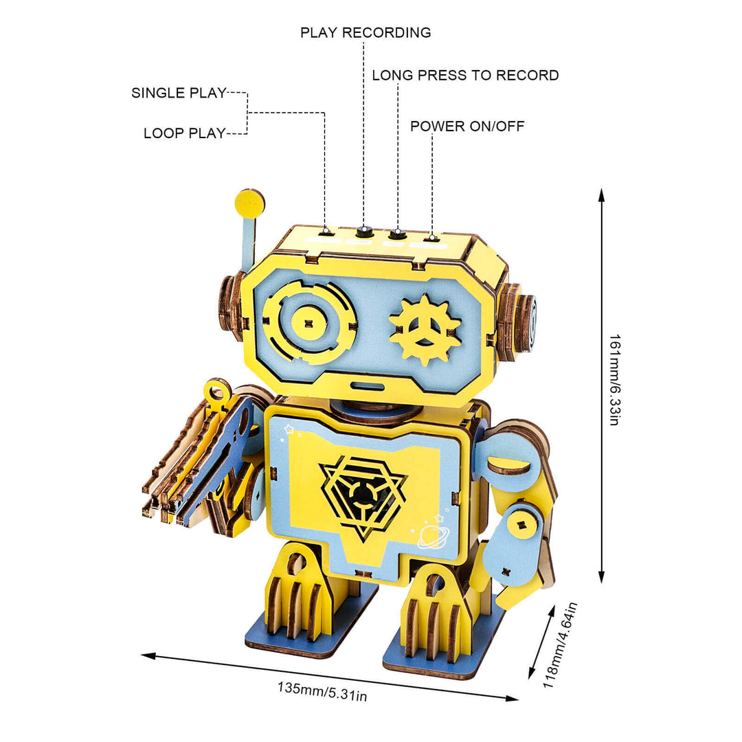 Sleeping Robot - STEM Wooden DIY Recorder Kit for Kids