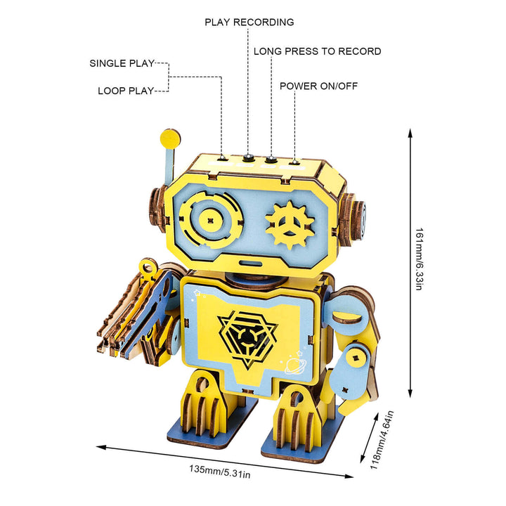 Sleeping Robot - STEM Wooden DIY Recorder Kit for Kids