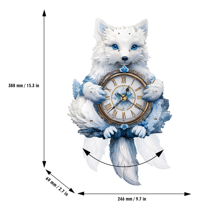Arctic Fox 3D Wooden Puzzle Clock, DIY Craft Kit