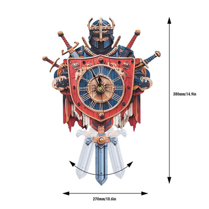 Fearless Knight 3D Wooden Puzzle Clock, Gift  for DIY Lovers, Home Decor