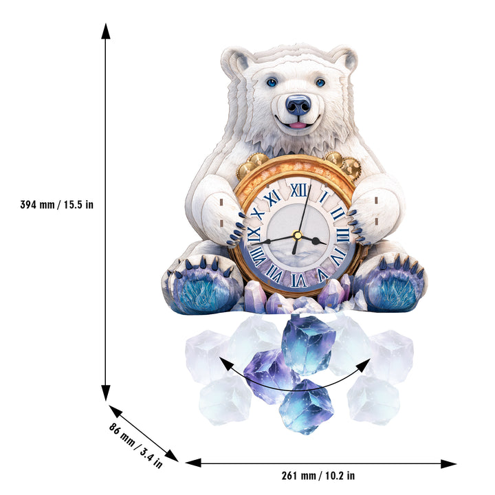 Polar Bear 3D Wooden Puzzle Clock, DIY Craft Kit