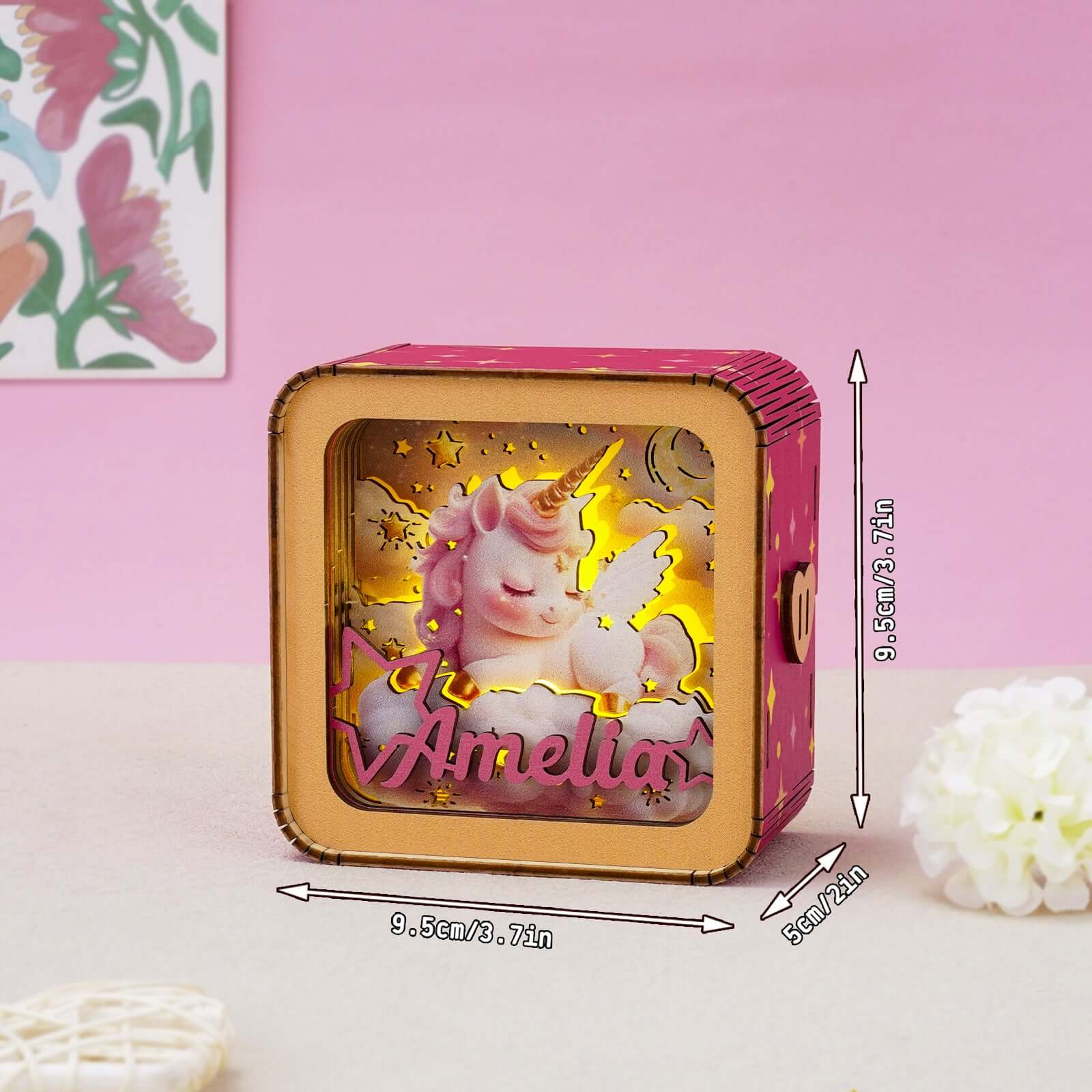 Sleeping Unicorn - Personalized 3D Wooden Puzzle Night Light Kit For Kids