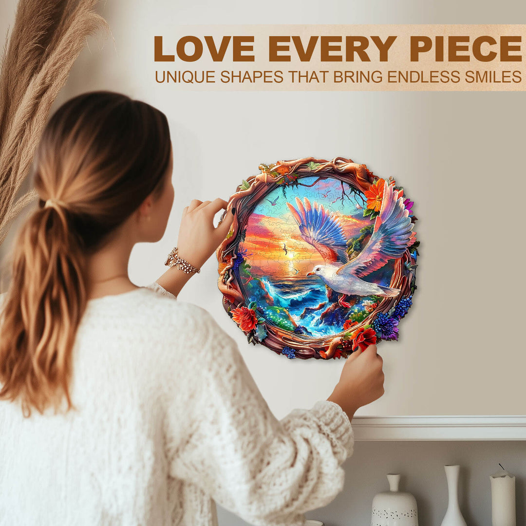 Sunset Seagull Wooden Jigsaw Puzzle
