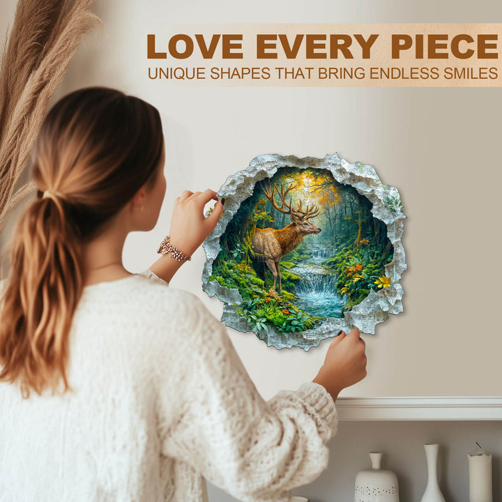 Deer and forest Wooden Jigsaw Puzzle