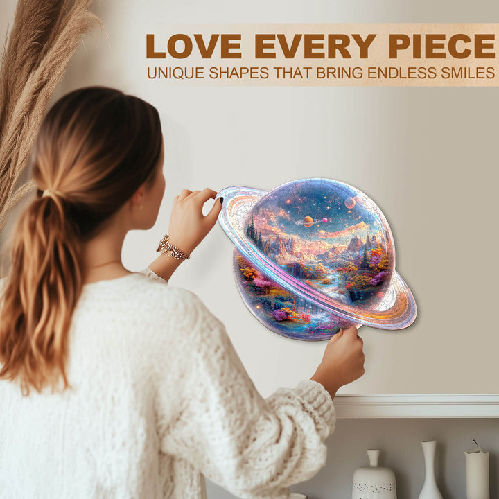 Transparent Saturn Wooden Jigsaw Puzzle